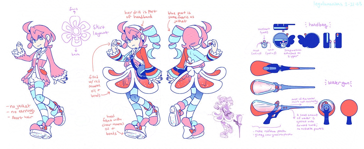 girl with watergun reference sheet