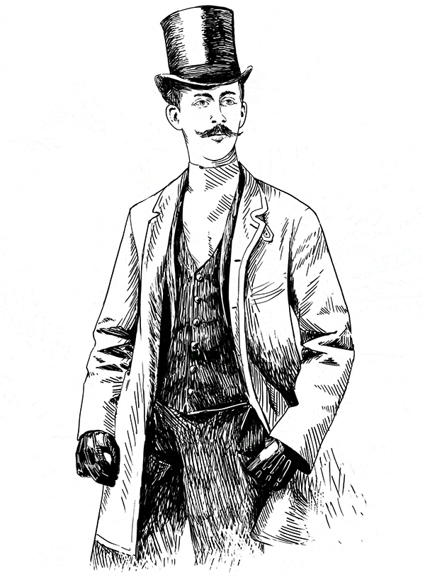 Portrait of Count Camillo Negroni. Wearing old gentleman attire; top hat and suit.