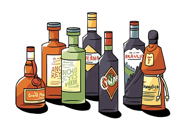 Collection of liquor bottles