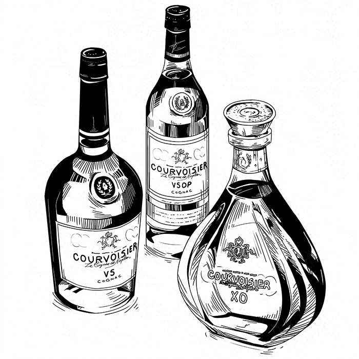 Three bottles of Courvoisier.