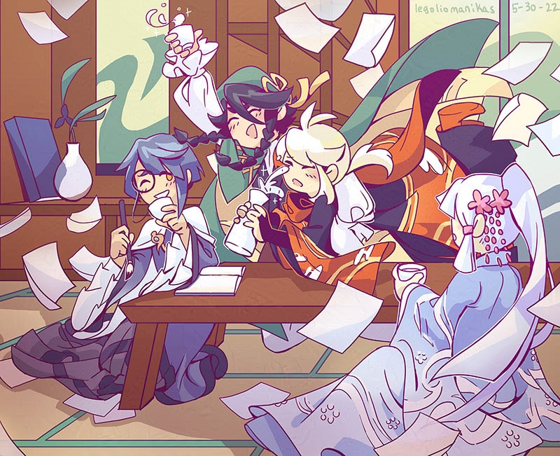 Four of the five Kasen partying.