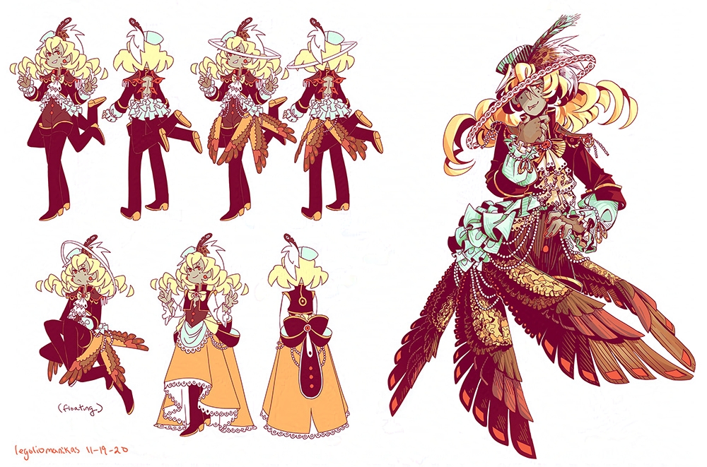 Character sheet for angel with 6 wings and 6 legs.