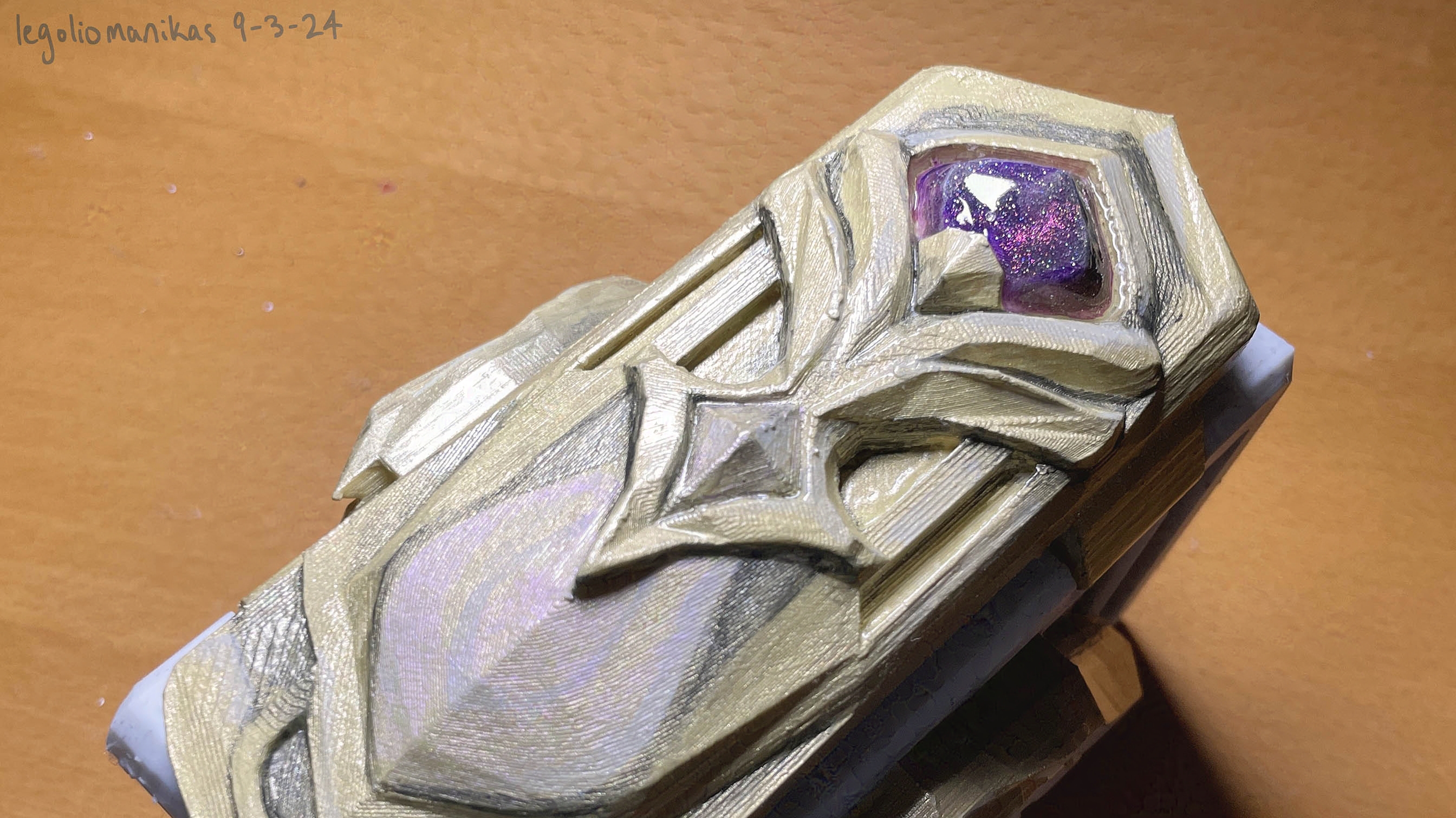 Dr. Ratio book spine. Glitter resin used for purple gem.